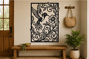 Hummingbird Floral Frame Laser Cut, an Object Graphic by DreamCafeArt (Thumbnail 2 of 3)