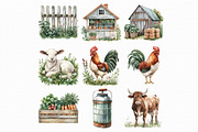 Watercolor Farm Barn Animals Clipart, an Illustration by Libby Wishes (Thumbnail 3 of 4)