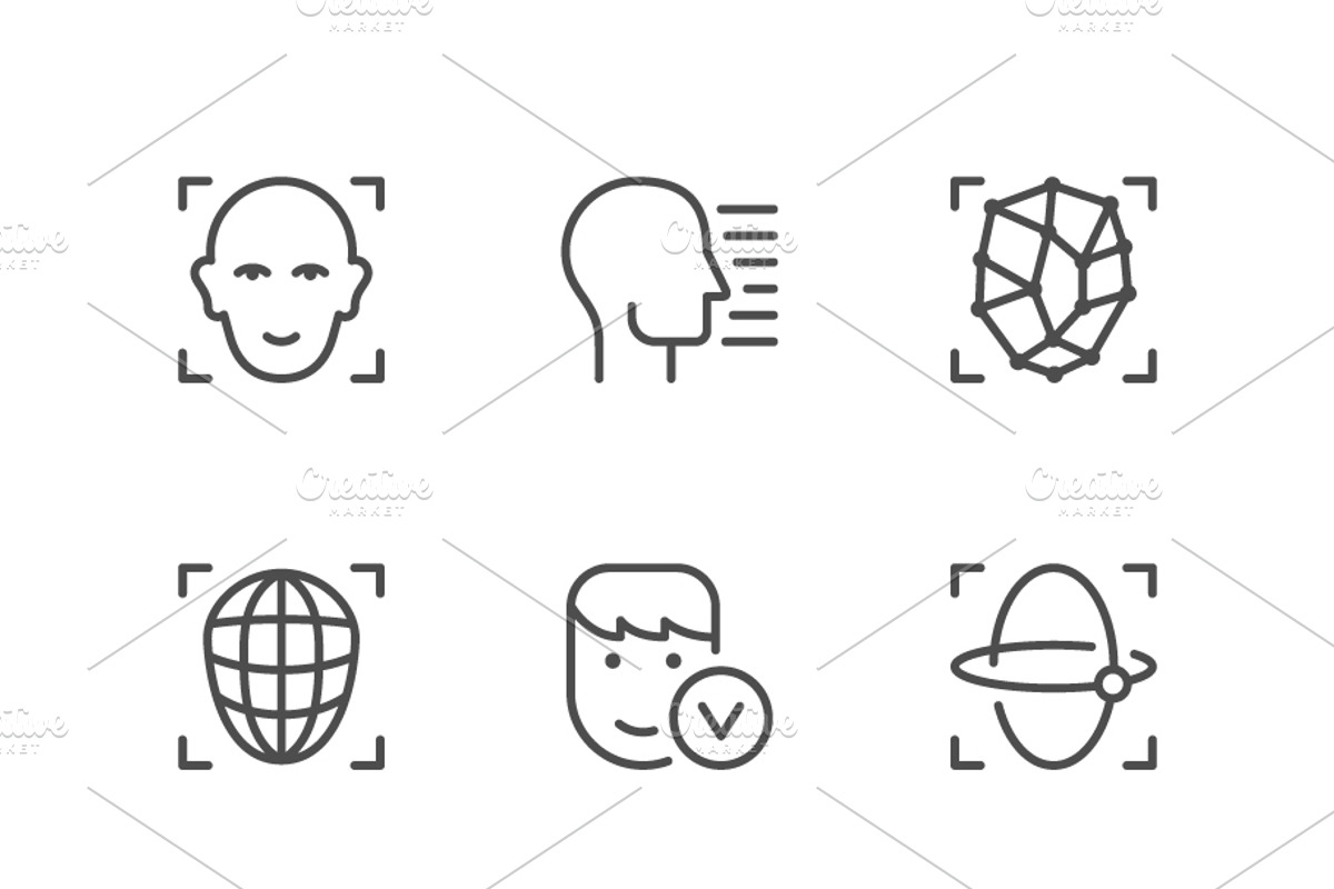 Set line icons of face ID, an Outline Icon by motorama (Photo 1 of 2)