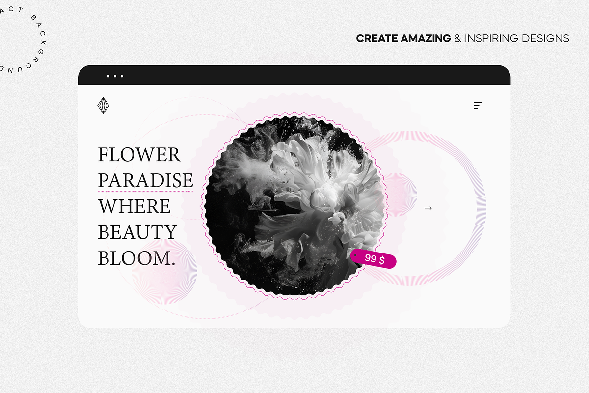 White Floral Under Black Water, a Background Graphic by Lumeno (Photo 3 of 3)