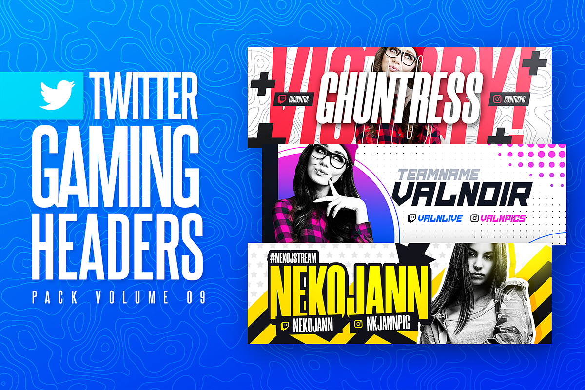 Gaming Twitter Headers Pack 09, a Social Media Template by Odin_Design