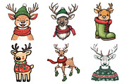 Funny Quirky Christmas Reindeer Clip, an Illustration by Daily.Designs (Thumbnail 5 of 5)