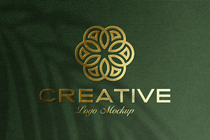 Gold Foil Logo Mockup on Green Paper