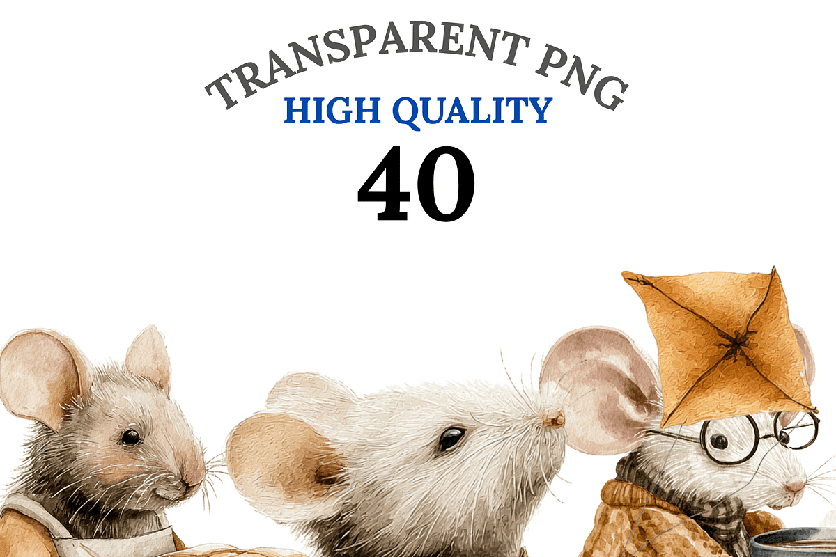 40 Autumn Mouse Clipart, an Animal Illustration by Pati Charm Studio (Photo 1 of 9)