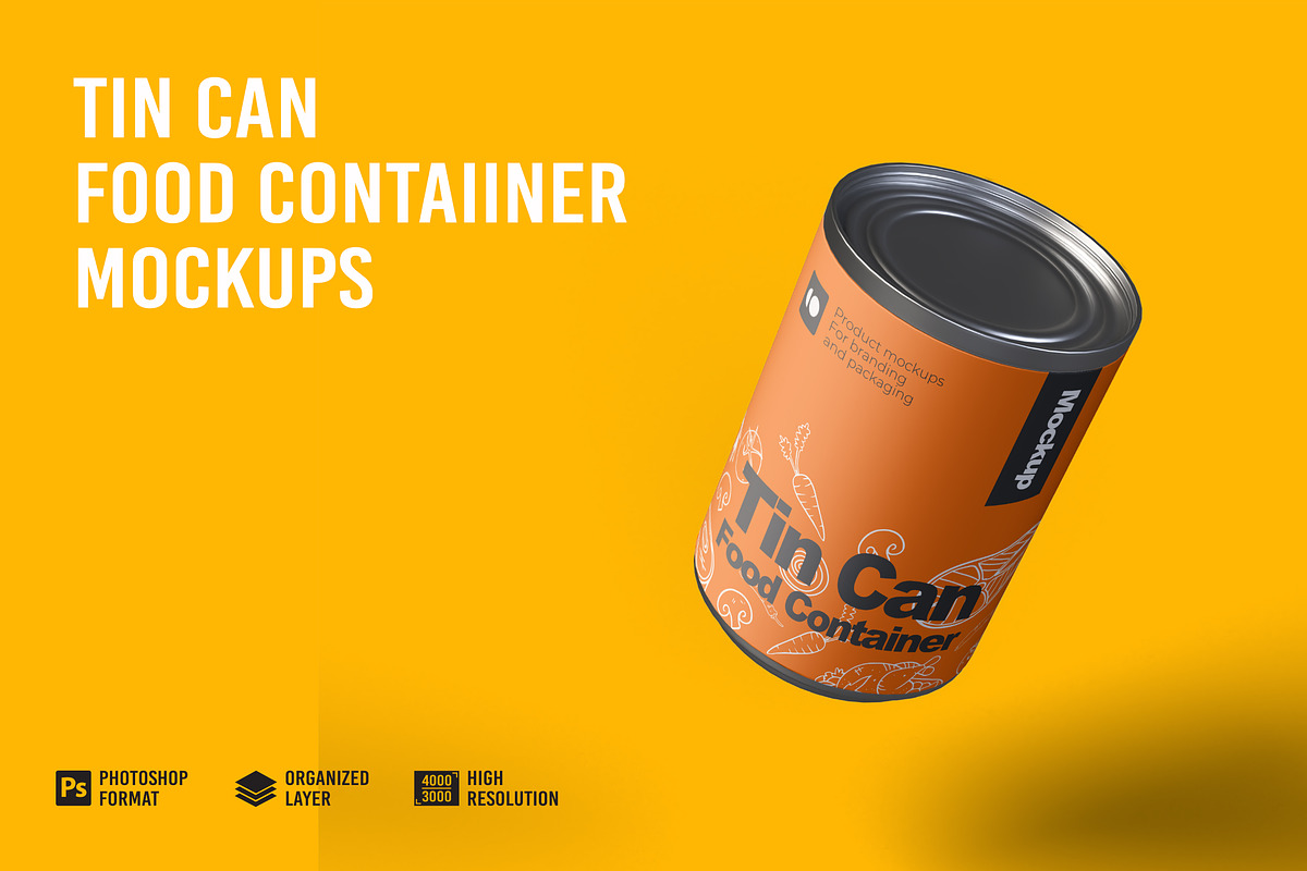 Tin Can Food Container Mockup, a Cups & Container Mockup by Aprndy85 (Photo 1 of 3)