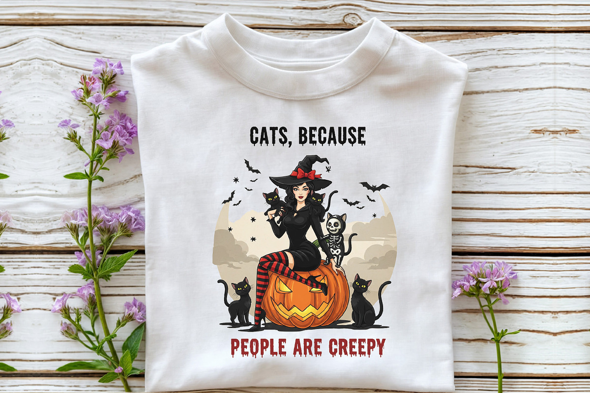 Sarcastic Halloween Cat Witch Creepy, an Illustration by DreamCafeArt (Photo 5 of 7)