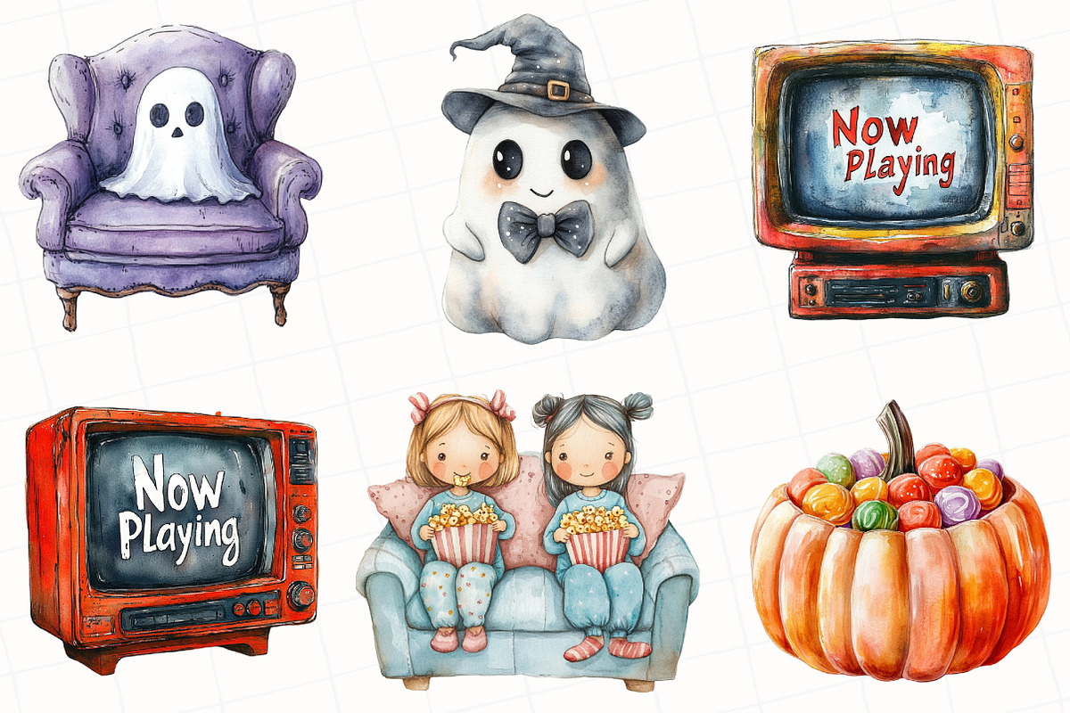 Halloween Movie Night Clipart, an Illustration by OK Design (Photo 3 of 5)