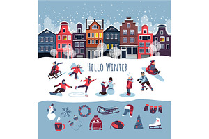 Winter Activities Vector Set