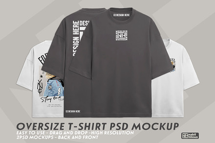 oversize shirt Mockup PSD back front, a Shirt Mockup by NH graphic