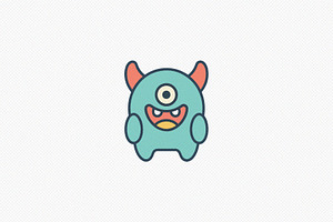 Cute Alien Monster Icon, a Decorative Illustration by Vectorium Studio