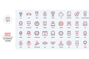 Medal badge winner honor award icons, an Object Illustration by Lemberg Vector