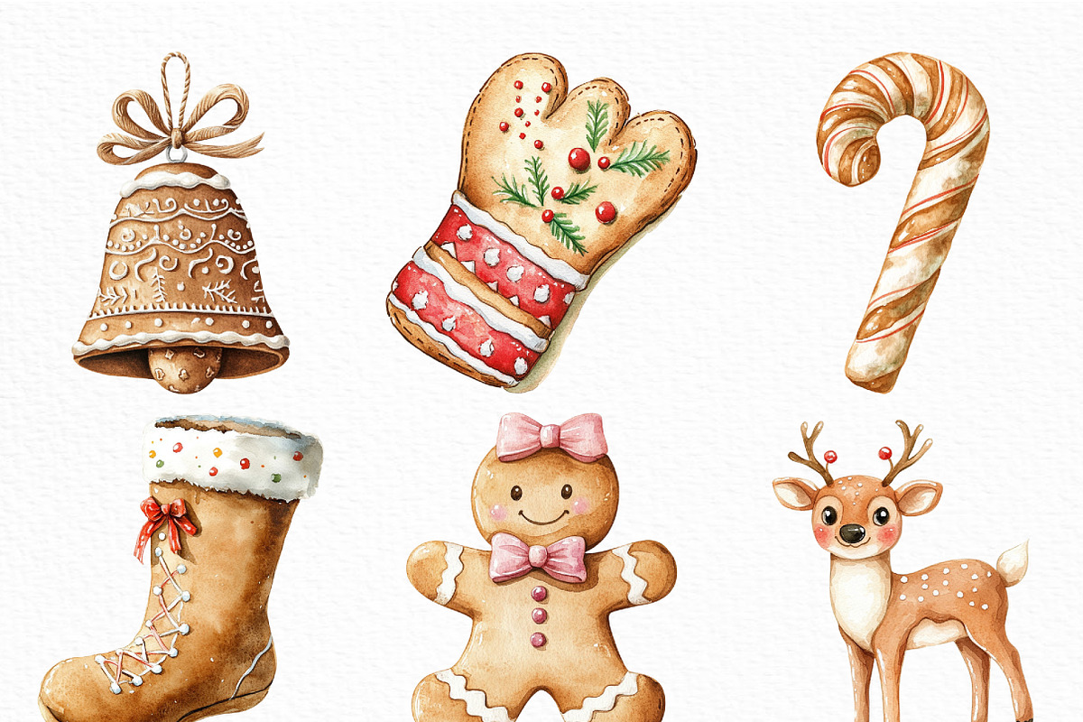 Christmas Gingerbread Clipart Bundle, an Illustration by Craft Nest (Photo 3 of 6)
