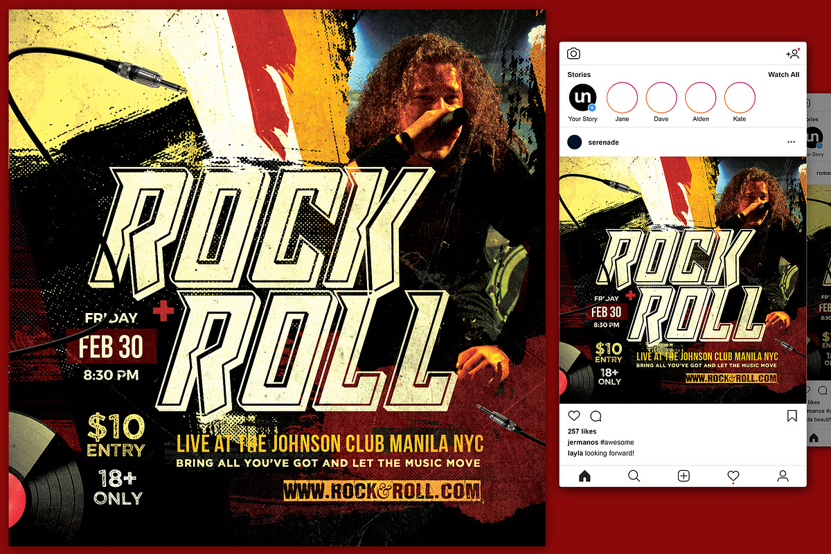 Rock and Roll Flyer, a Flyer Template by KiraYamato Design Studio