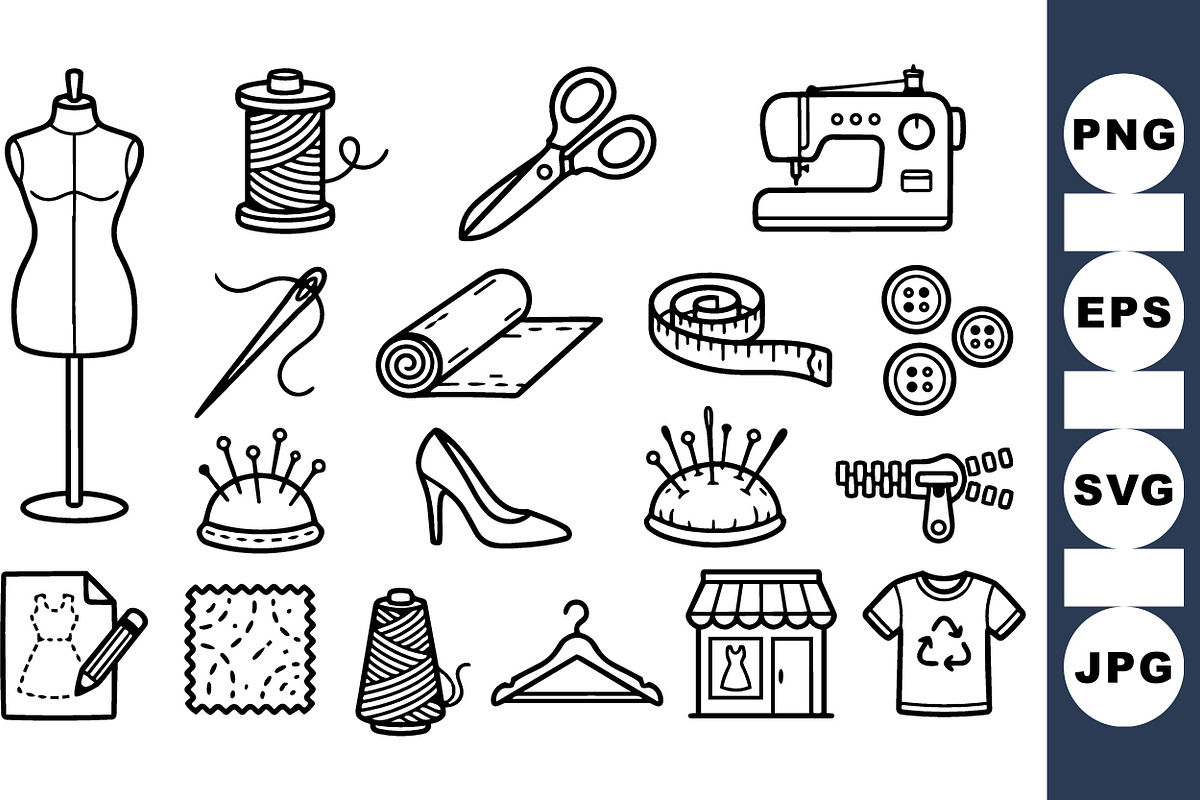 Sewing Essentials Clipart Set, an Illustration by designvectx (Photo 1 of 3)