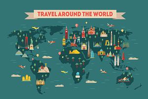 World map. Vector travel background