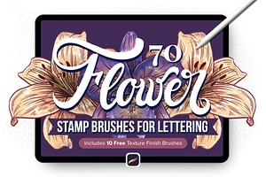 70 Flower Stamps for Procreate