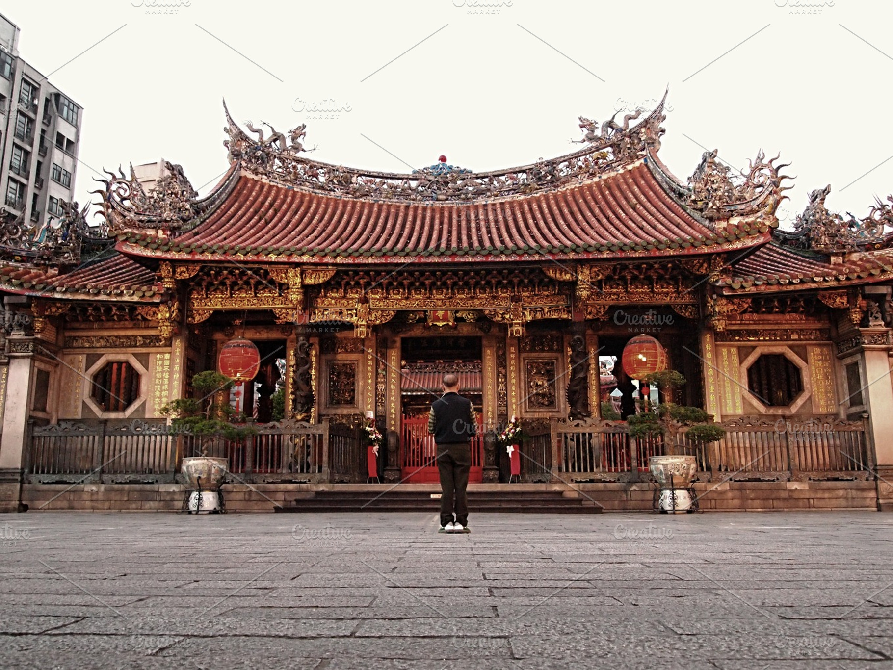 Praying in front of Temple