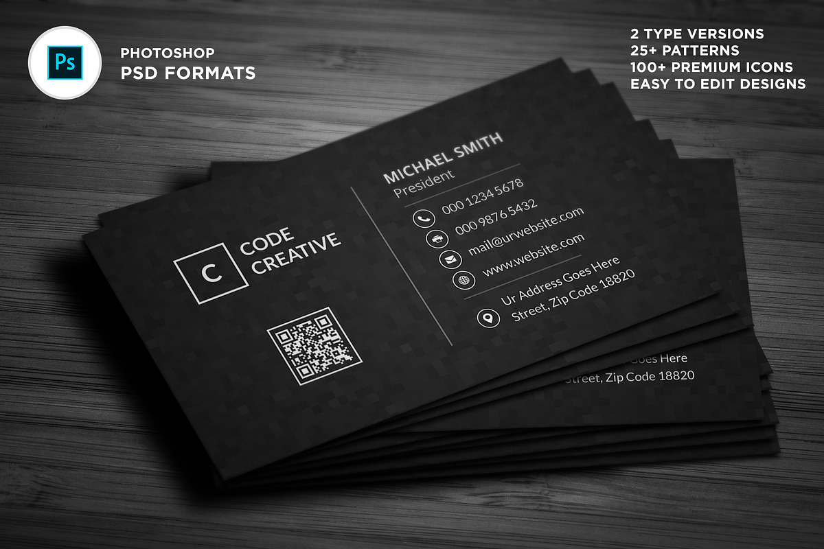Modern Dark Pixels Business Cards, a Business Card Template by Galaxiya (Photo 3 of 8)