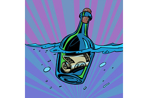 A bottle of money in water. Reliable