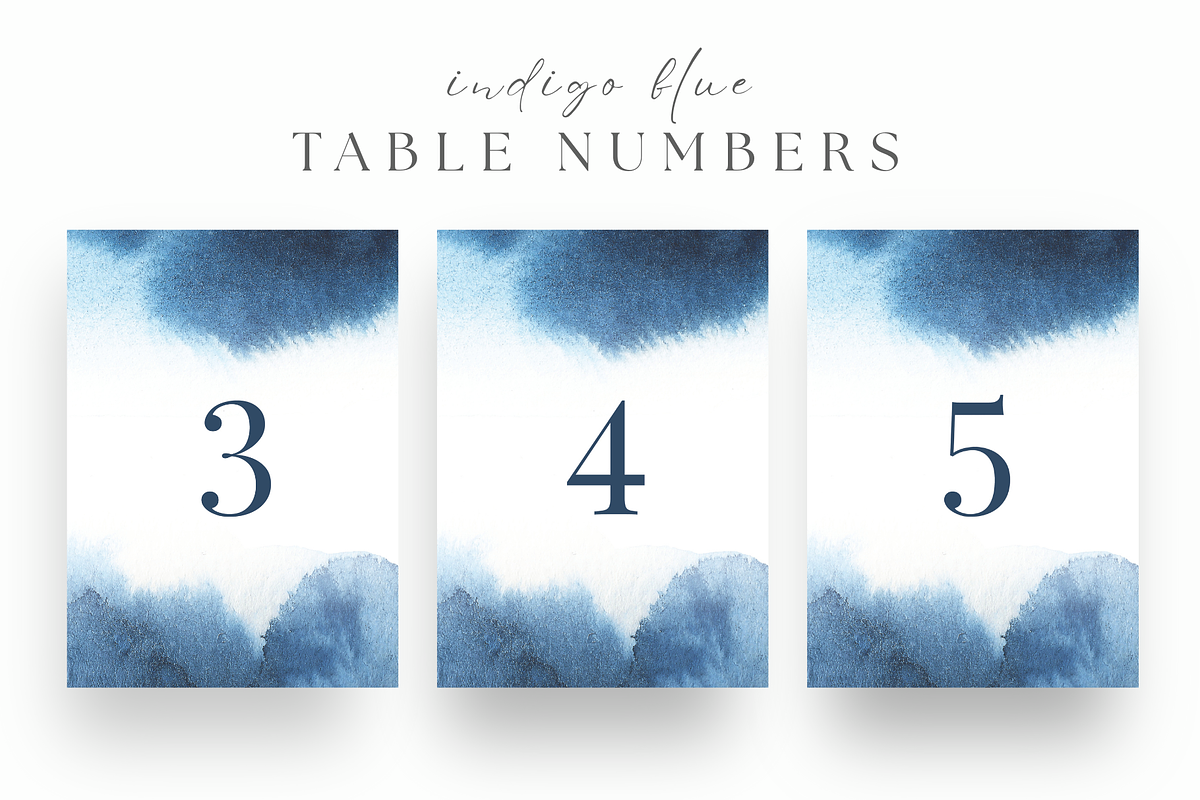 Printable indigo blue wedding number, a Stationery Template by Kolorata Art (Photo 1 of 3)