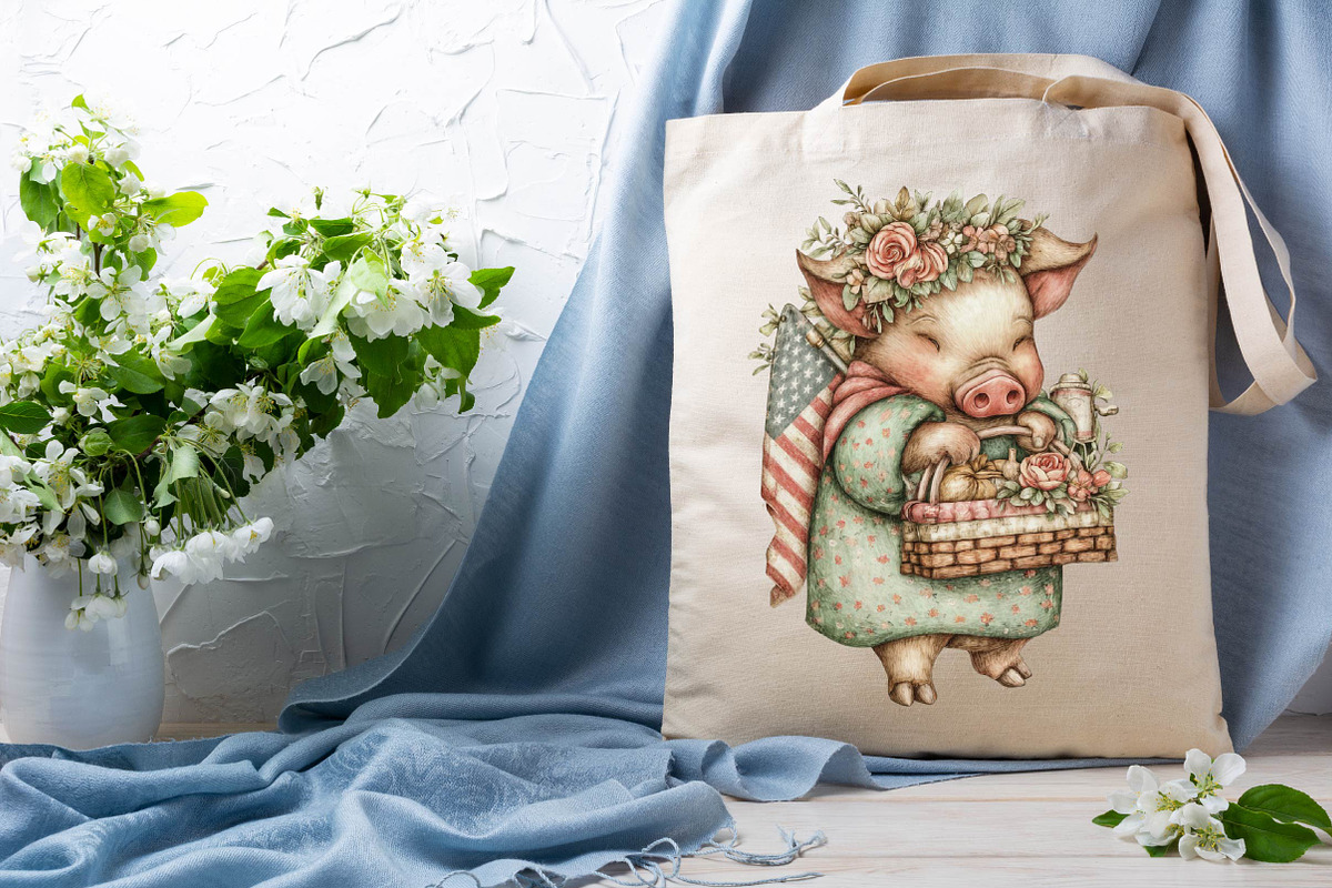 Whimsical Pig 4th of July Clipart, an Animal Illustration by SVGArt (Photo 5 of 9)