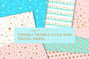 Pink Light Blue Gold Stars, a Texture Illustration by Mia's Graphic Design (Thumbnail 9 of 9)