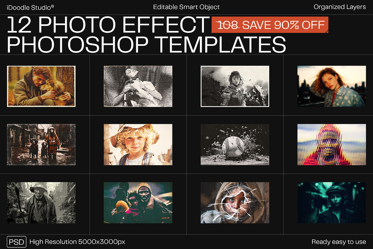 12 Photo Effect Templates, a Layer Style Add-On by iDoodle Studio (Photo 1 of 6)