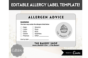 EDITABLE Food Allergy Label Template