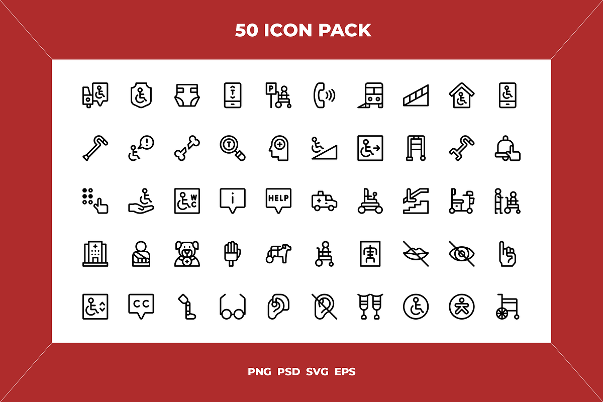 Accessibility icons, an Outline Icon by Wencory (Photo 1 of 2)