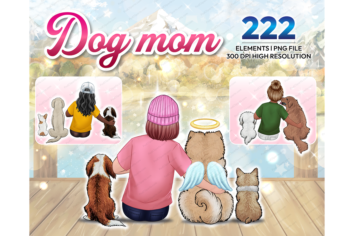 Dogs and Girl Clipart PNG, sitting, a Person Illustration by Podcliparts (Photo 1 of 10)