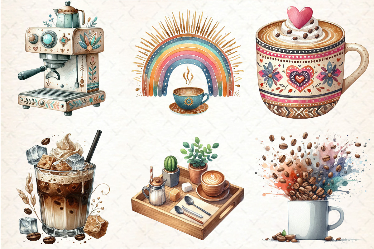 Coffee Lover Clipart Boho, an Illustration by DreamCafeArt (Photo 2 of 7)