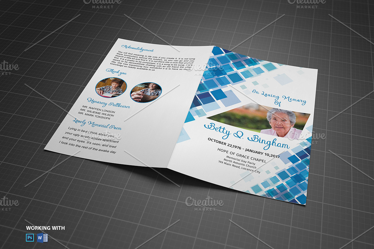 Funeral Program Template Blue, a Brochure Template by Madhabi Studio (Photo 3 of 5)