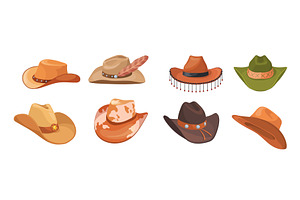 Cartoon cowboy hats. Western cowboys, an Object Illustration by Stock-Smart-Start