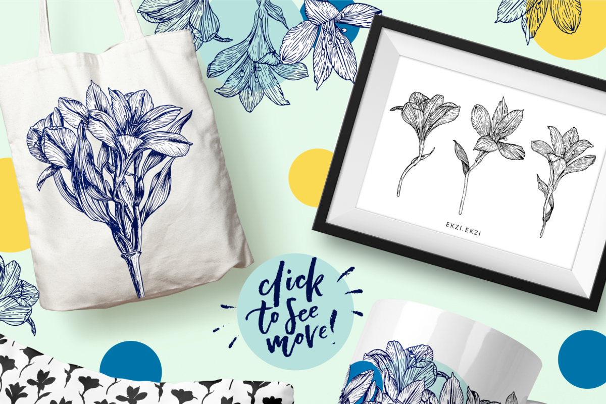 Hand drawn alstroemeria vector set, a Work Illustration by ekzi.letters (Photo 2 of 5)