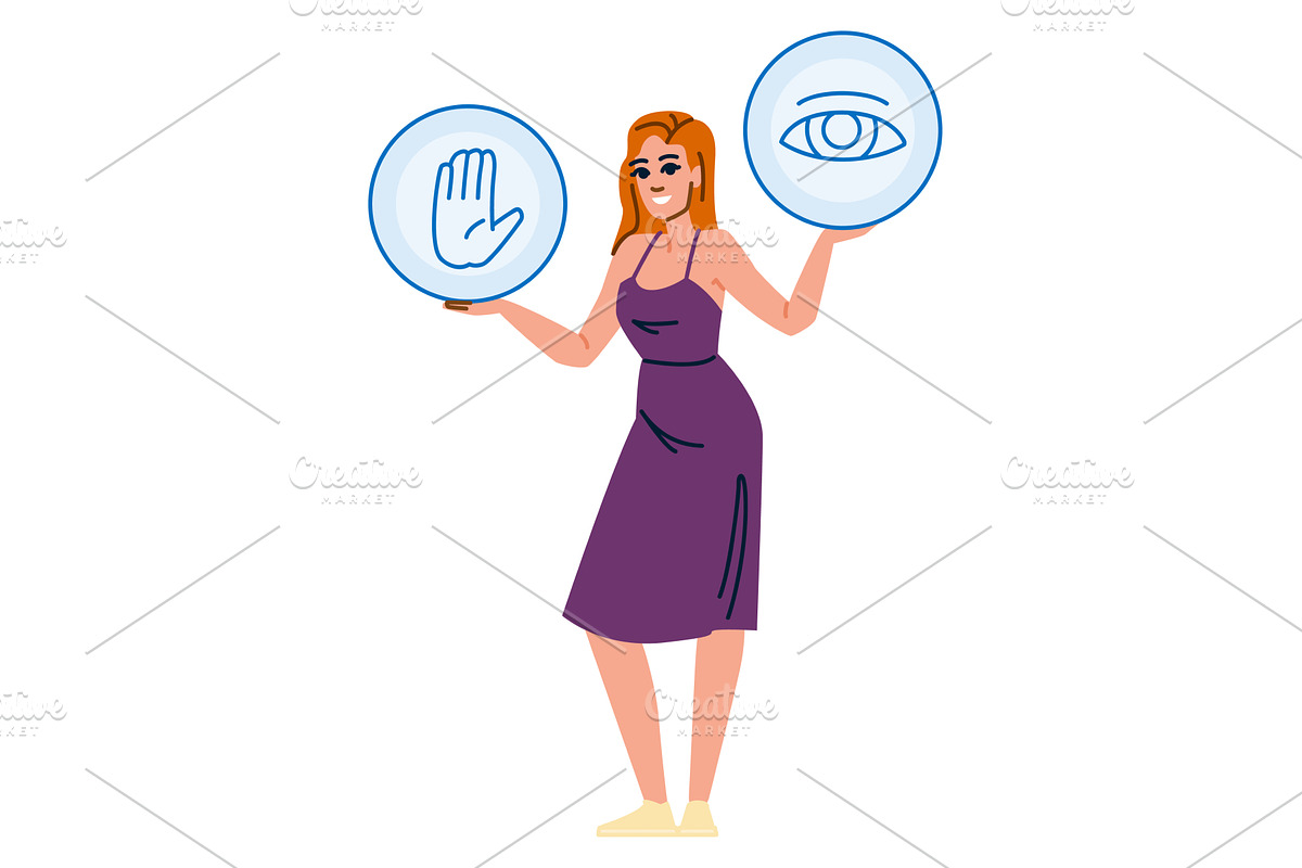 Woman holding stop and eye sign for, a Technology Illustration by pikepicture