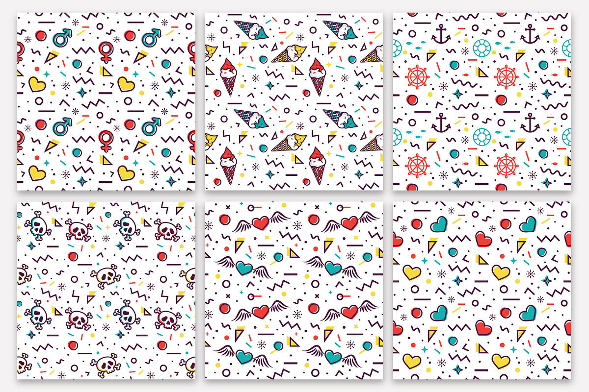 Nineties Patterns Collection, a Pattern Graphic by JuliaMalinovskaya (Photo 4 of 8)