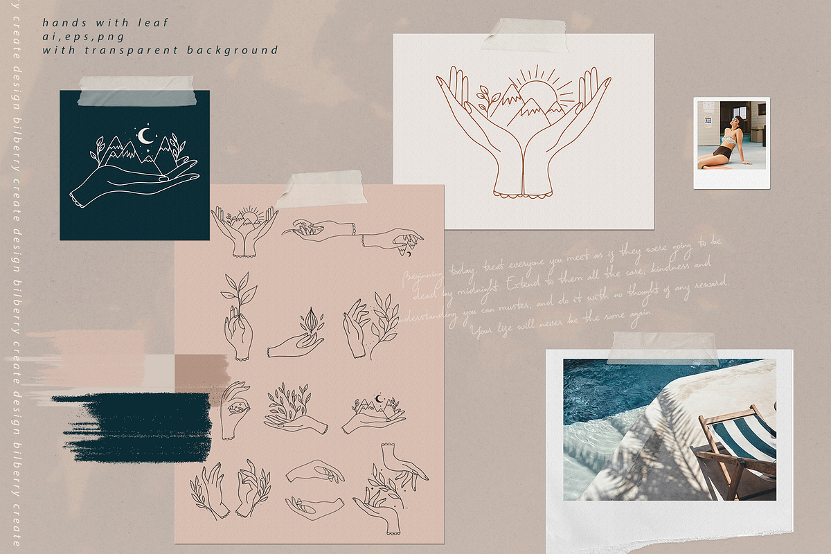 Moon Wave graphic art set, an Object Illustration by BilberryCreates