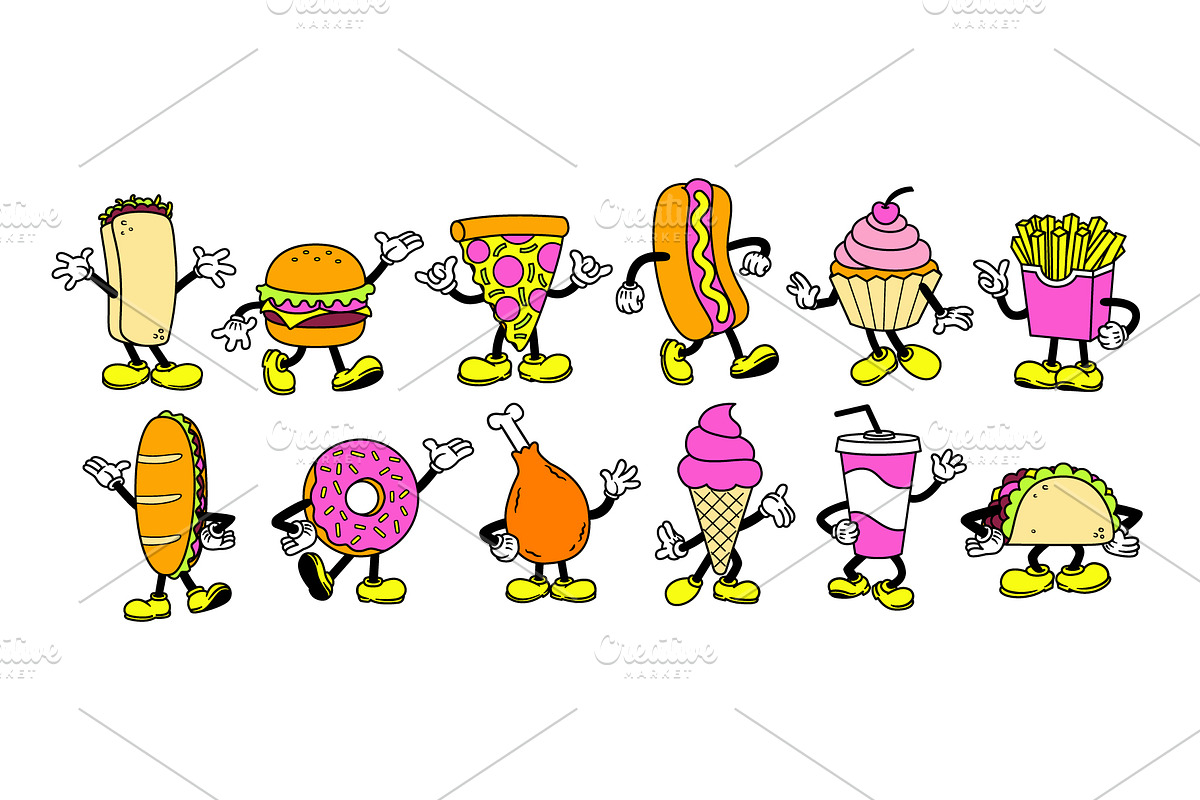 Vector Cartoon Fast Food Characters, an Illustration by Andres M Rodriguez (Photo 3 of 5)