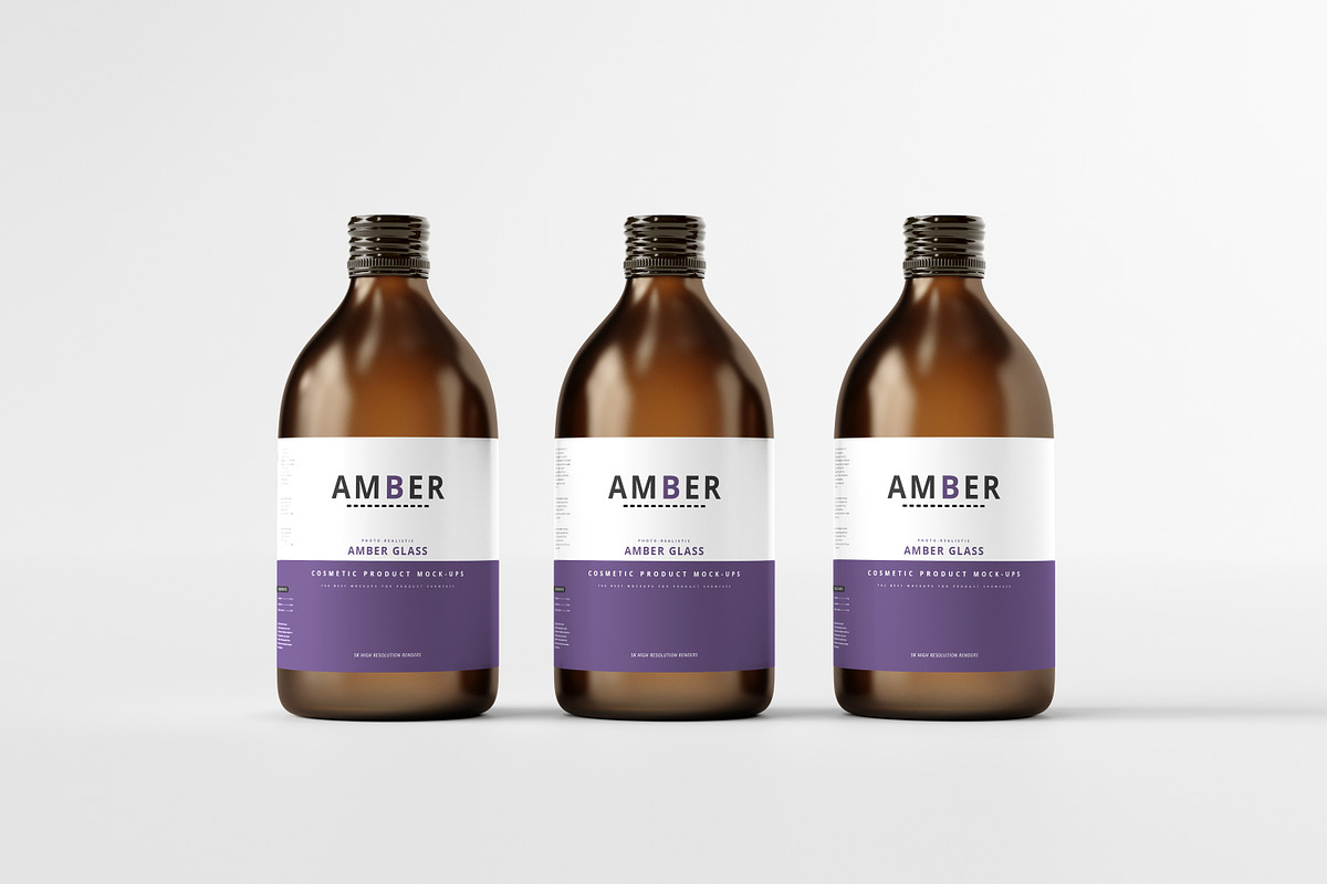 Amber Glass Bottle Mockup, a Cups & Container Mockup by pmvch (Photo 4 of 15)