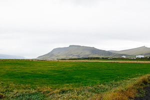 Scenic Icelandic landscape with green grassy fields and mountain backdrop under, a Nature Photo by AS photostudio
