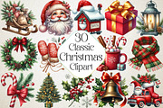Watercolor Classic Christmas Clipart, an Illustration by DreamPrint404 (Thumbnail 1 of 4)