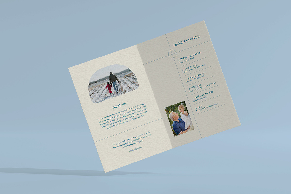 Blue Simple Minimal Funeral Program, a Brochure Template by Neermana (Photo 2 of 4)