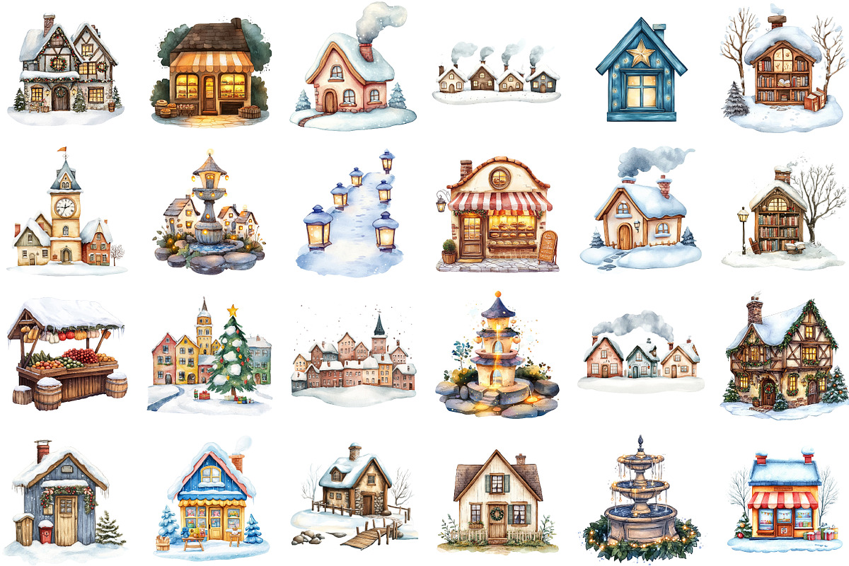 Little Town Winter Compositions PNG, an Illustration by Sublimation Artist (Photo 2 of 6)