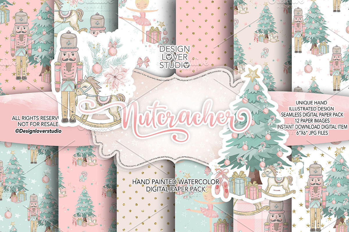 Nutcracker digital paper pack, a Pattern Graphic by designloverstudio (Photo 1 of 6)