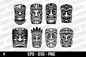 Tiki totem mask, Hawaiian indigenous, an Illustration by Vectorhight