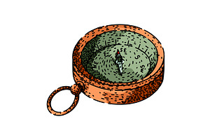 south compass sketch hand drawn, an Illustration by pikepicture