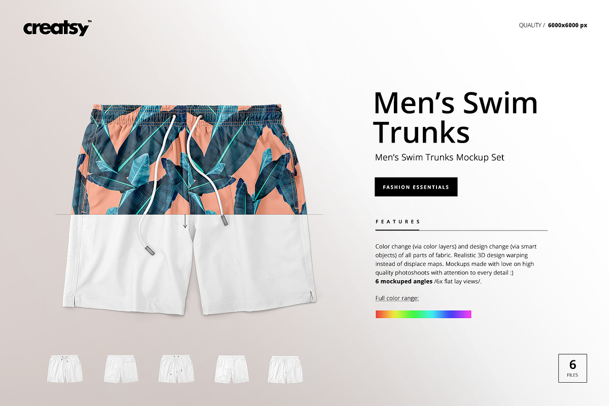 Men's Swim Trunks Mockup Set, a Bottom Mockup by creatsy5 (Photo 1 of 7)