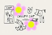 Creepy Cat - Hand Drawn Illustration, an Animal Illustration by line & plane (Thumbnail 9 of 10)