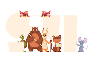 Animals with banners. empty banners, an Animal Illustration by Onyx