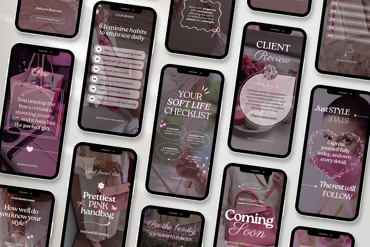 100 Girly Pink Instagram Reels, a Social Media Template by DigiPax (Photo 3 of 10)